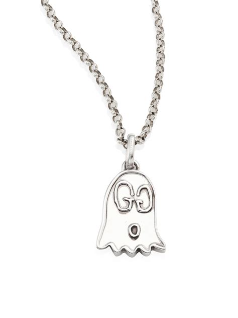 pineapple gucci ghost engraved sterling silver necklace